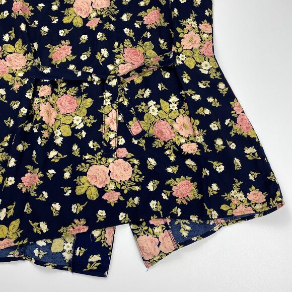 Jessica Scott VTG Floral Button Up Fitted Vest Tie Back Womens Small 90s Blue - Picture 7 of 12